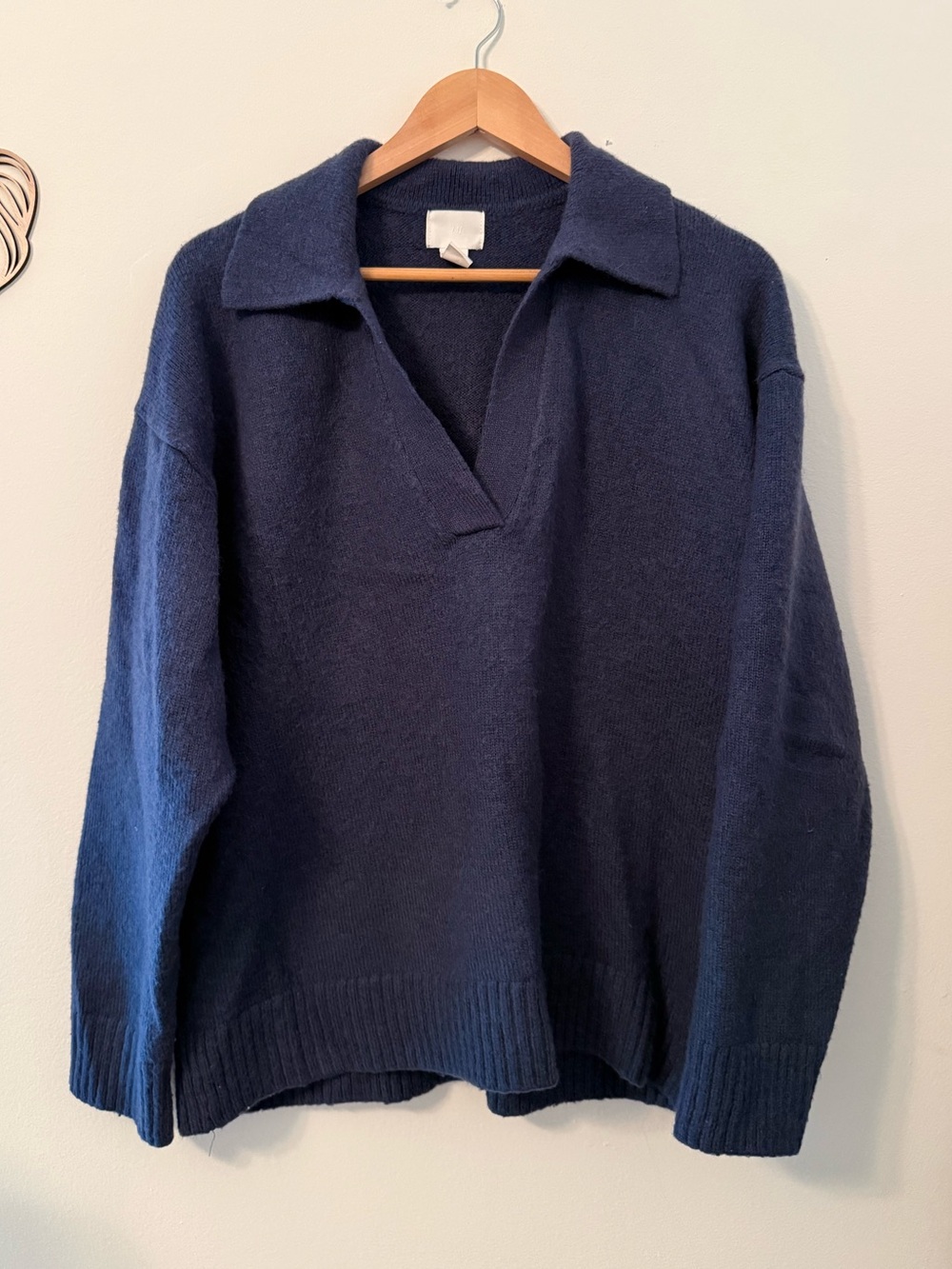H&M Navy V-Neck Polo Sweater